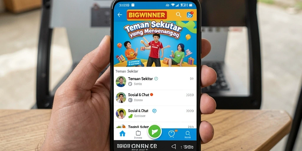 Screenshot menunjukkan antarmuka interaktif BIGWINNER untuk Teman Sekitar.