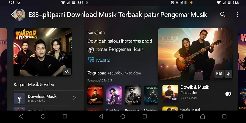Antarmuka E88 dengan pilihan Download Musik yang mudah diakses.