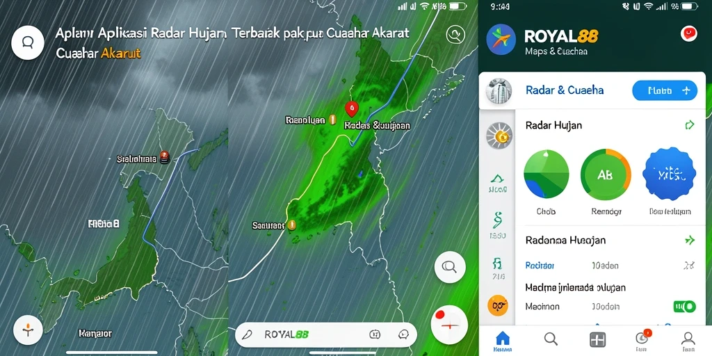 Tampilan antarmuka utama aplikasi Radar Hujan ROYAL88.
