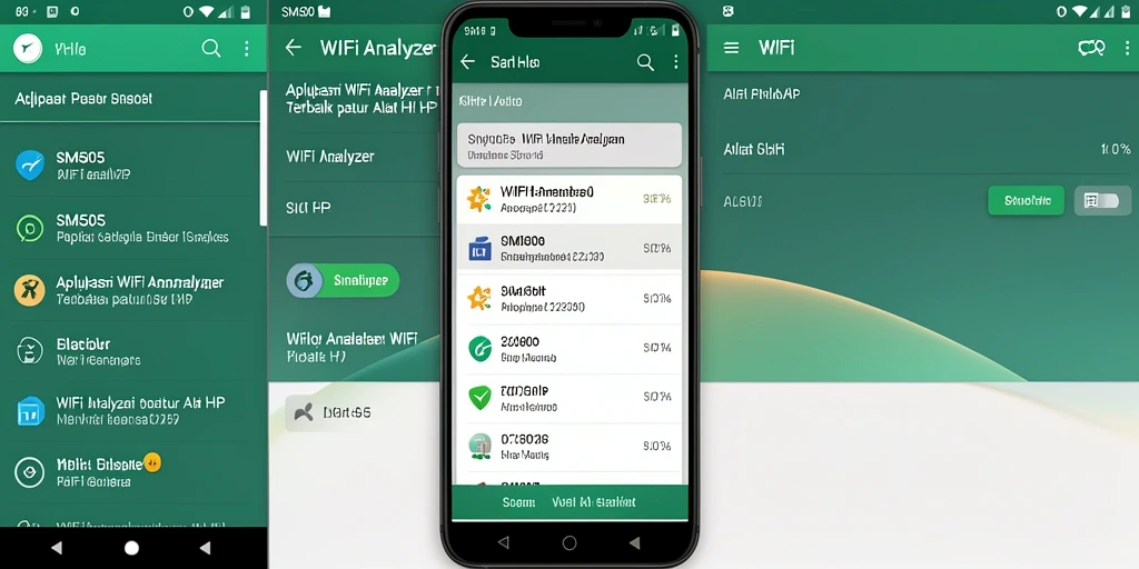 Antarmuka aplikasi SM605 dengan fungsi WiFi Analyzer yang canggih.